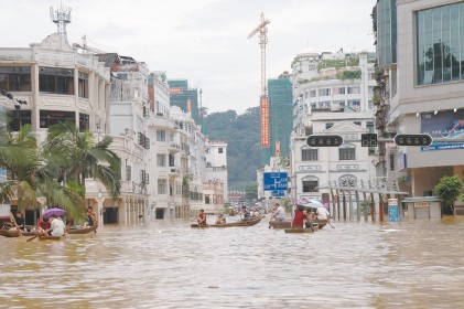 广西梧州市城市受灾情况
