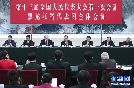 3月5日，中共中央政治局常委、中央纪委书记赵乐际参加十三届全国人大一次会议黑龙江代表团的审议。 新华社记者 姚大伟 摄.jpg