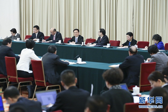 3月6日，中共中央政治局常委韩正参加十三届全国人大一次会议陕西代表团的审议。新华社记者 姚大伟 摄.jpg